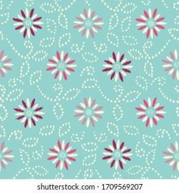 Seamless abstract ikat pattern with the image of floral ornament.
