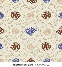 Seamless abstract ikat pattern with the image of floral ornament.
