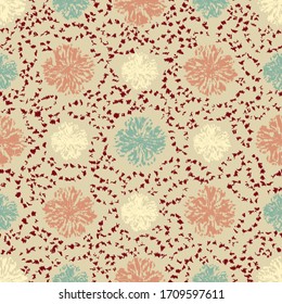 Seamless abstract ikat pattern with the image of floral ornament.

