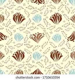 Seamless abstract ikat pattern with the image of floral ornament.
