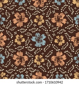 Seamless abstract ikat pattern with the image of floral ornament.
