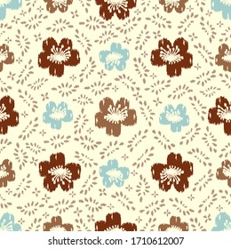 Seamless abstract ikat pattern with the image of floral ornament.
