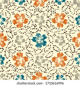 Seamless abstract ikat pattern with the image of floral ornament.
