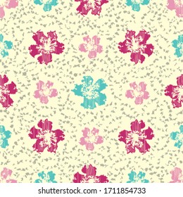 Seamless abstract ikat pattern with the image of floral ornament.
