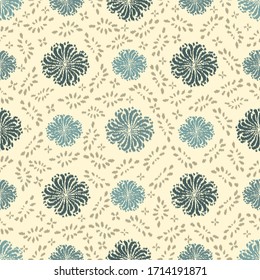 Seamless abstract ikat pattern with the image of floral ornament.
