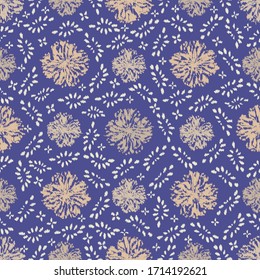 Seamless abstract ikat pattern with the image of floral ornament.
