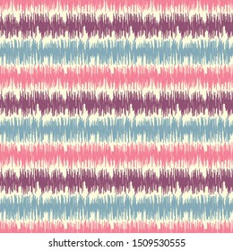 Seamless abstract ikat pattern with multicolored stripes.

