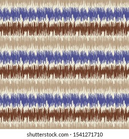 Seamless abstract ikat pattern with multicolored stripes.
