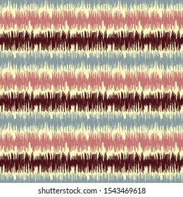 Seamless abstract ikat pattern with multicolored stripes.
