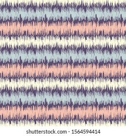 Seamless abstract ikat pattern with multicolored stripes.
