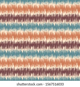 Seamless abstract ikat pattern with multicolored stripes.
