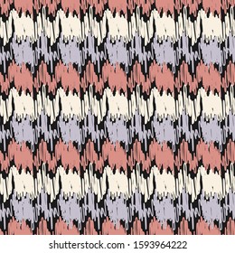 Seamless abstract ikat pattern with multicolored stripes.
