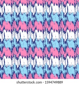 Seamless abstract ikat pattern with multicolored stripes.
