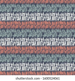 Seamless abstract ikat pattern with multicolored stripes.
