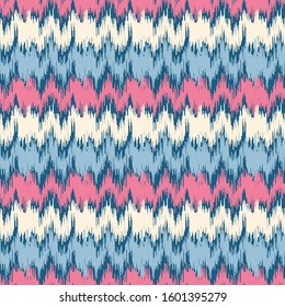 Seamless abstract ikat pattern with multicolored stripes.


