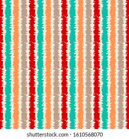 Seamless abstract ikat pattern with multicolored stripes.
