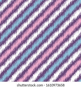 Seamless abstract ikat pattern with multicolored stripes.
