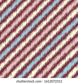 Seamless abstract ikat pattern with multicolored stripes.
