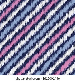 Seamless abstract ikat pattern with multicolored stripes.
