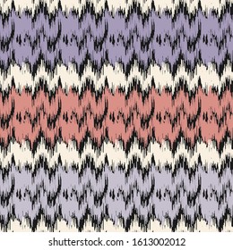 Seamless abstract ikat pattern with multicolored stripes.
