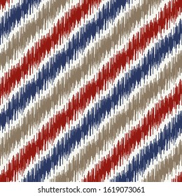 Seamless abstract ikat pattern with multicolored stripes.

