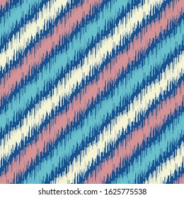Seamless abstract ikat pattern with multicolored stripes.
