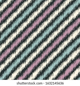 Seamless abstract ikat pattern with multicolored stripes.
