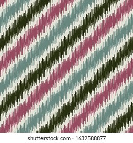 Seamless abstract ikat pattern with multicolored stripes.
