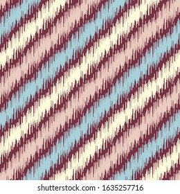 Seamless abstract ikat pattern with multicolored stripes.
