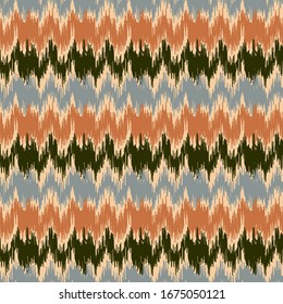 Patrón de ikat abstracto sin fisuras con rayas multicolores.
