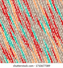 Seamless abstract ikat pattern with multicolored stripes.
