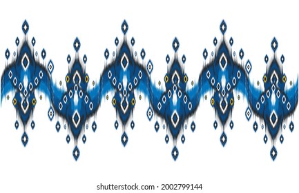 Patrón de ikat abstracto sin inconvenientes. fondo, alfombra, papel pintado, ropa, envoltura, batik, tela, ilustración vectorial. estilo bordado.