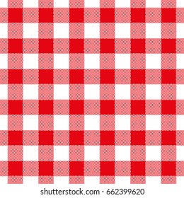 Seamless abstract illustration of red checkered (gingham) table cloth, vintage or retro styled traditional pattern, also for napkin