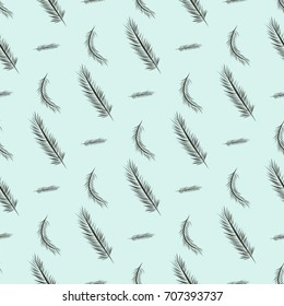 Seamless abstract illustrations of feather, conceptual. Good for design background. Cartoon style vector graphic.