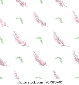 Seamless abstract illustrations of feather, conceptual. Good for design background. Cartoon style vector graphic.