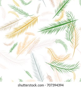 Seamless abstract illustrations of feather, conceptual. Good for design background. Cartoon style vector graphic.