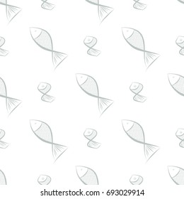 Seamless abstract illustrations of fish, conceptual. Good for design background. Cartoon style vector graphic.