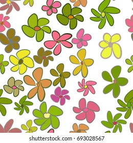 Seamless abstract illustrations of flower, conceptual. Good for design background. Cartoon style vector graphic.