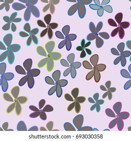 Seamless abstract illustrations of flower, conceptual. Good for design background. Cartoon style vector graphic.