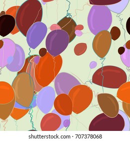 Seamless abstract illustrations of flying balloons, conceptual. Good for design background. Cartoon style vector graphic.