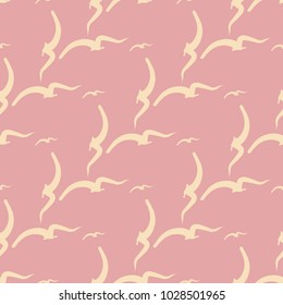 Seamless abstract illustrations of flying birds, conceptual. Good for design background. Cartoon style vector.