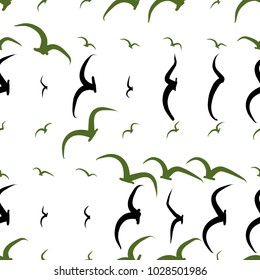 Seamless abstract illustrations of flying birds, conceptual. Good for design background. Cartoon style vector.