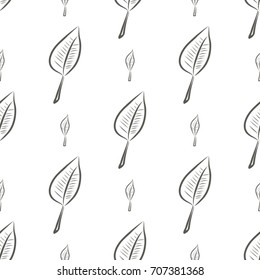 Seamless abstract illustrations of leaves, conceptual. Good for design background. Cartoon style vector graphic.