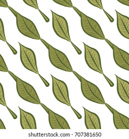 Seamless abstract illustrations of leaves, conceptual. Good for design background. Cartoon style vector graphic.