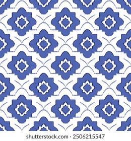 seamless Abstract indigo blue ikat pattern for Ornament, Traditional, Ethnic,Indian motifs. Great for fabric and textile, wallpaper..,