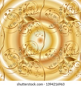 Seamless Abstract interesting background. Tender fabric pattern. Doodles pattern. Yellow and beige on colors. Vector.