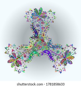 Seamless Abstract interesting background. Vector. Green, neutral and gray on colors. Doodles pattern. Tender fabric pattern.