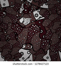 Seamless Abstract interesting background. White, brown and black on colors. Vector. Tender fabric pattern. Doodles pattern.