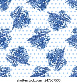Seamless abstract jean pattern, drawing, colored pencil.