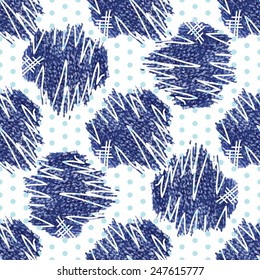 Seamless abstract jean pattern, drawing, colored pencil.